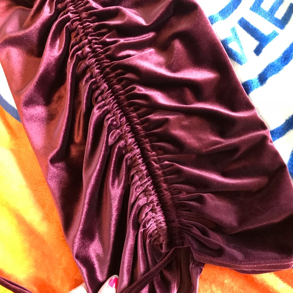 Tight fitting velvet maroon dress